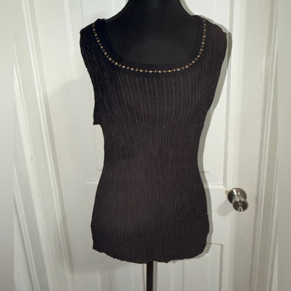 Women's Norton‎ studio XL Black Sleeveless Top with Gold Accents, shirt, top